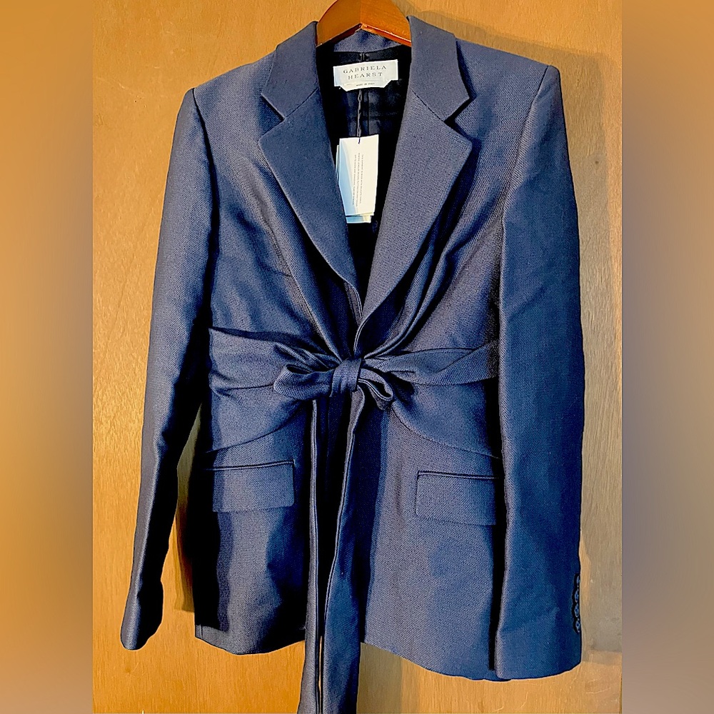 NWT Gabriela Hearst dark navy knotted blazer. Made is Italy, size 44